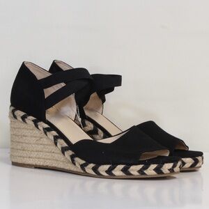 LifeStride Womens' Black Taffy Velocity Espadrille Wedge Sandal NWOT